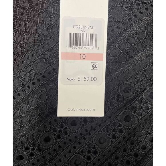 Calvin Klein Women's Puff-Sleeve Lace A-Line Dress - Black 10 - Picture 4 of 7